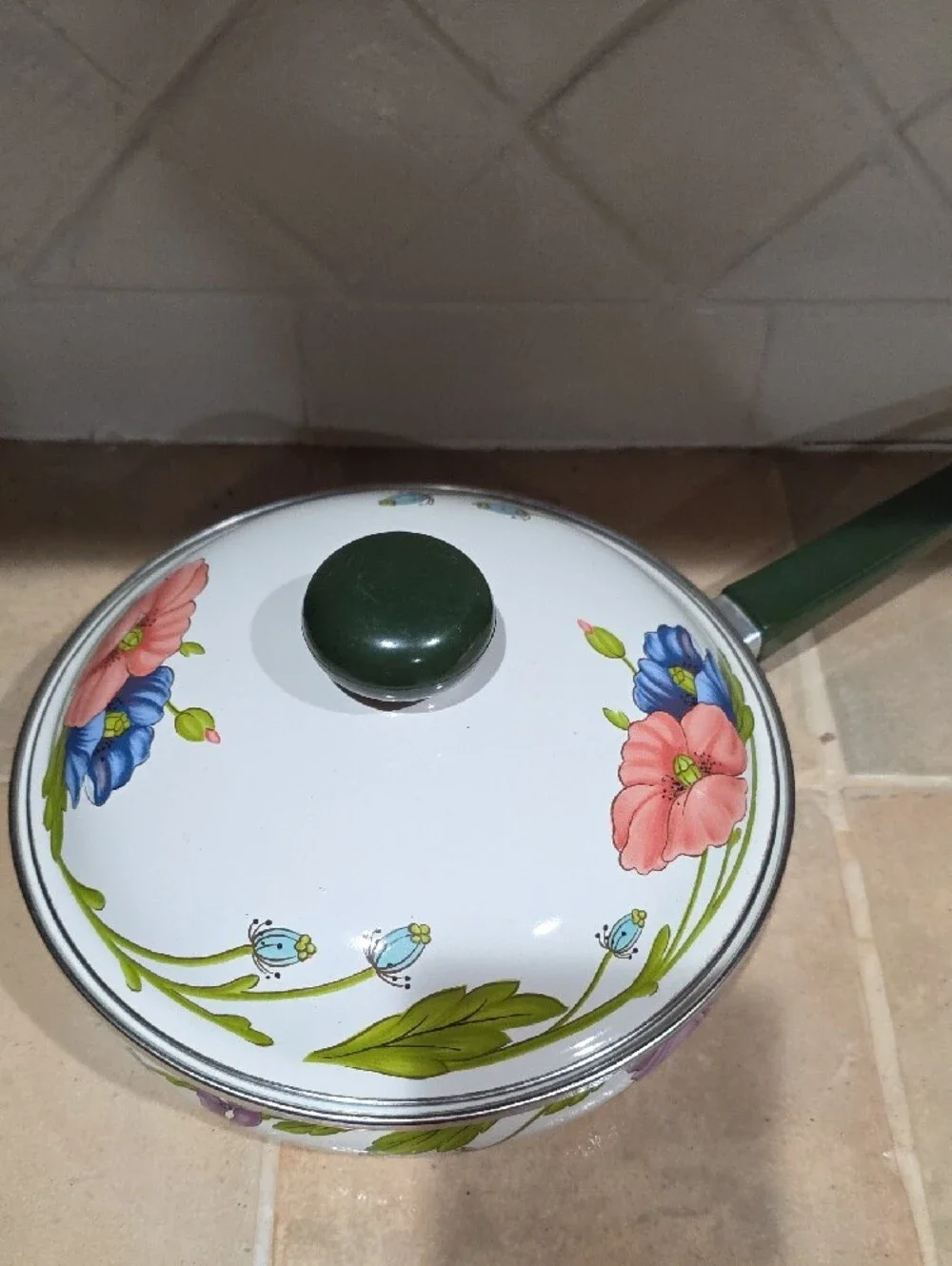 Villeroy And Boch Amapola Enamel Floral Skillet with Lid